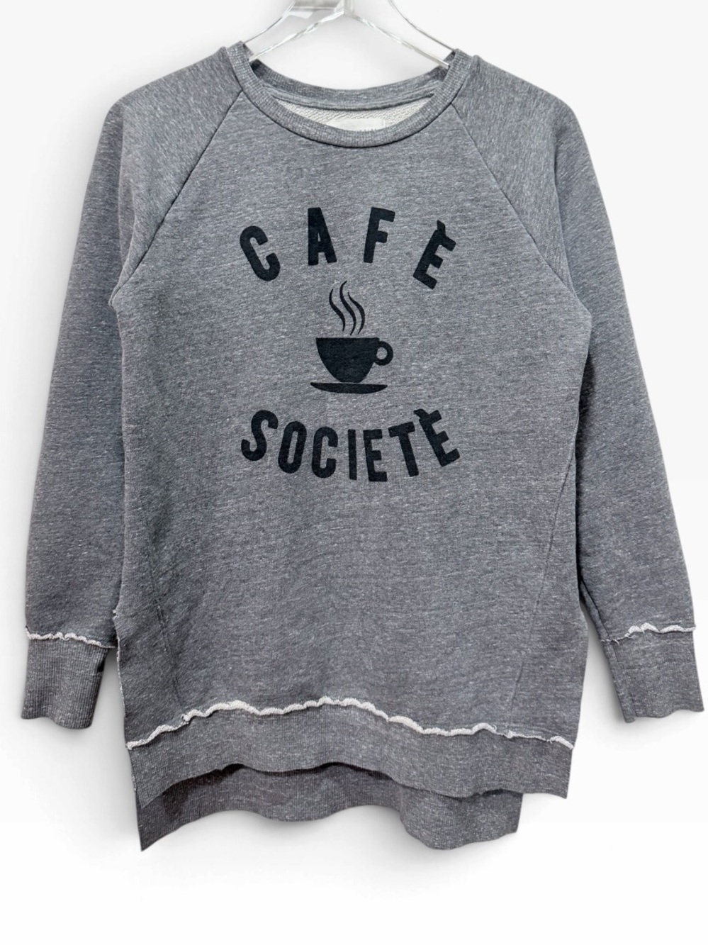 Sol Angeles Anthropologie Cafe Societe Coffee Sweatshirt Gray Size Medium